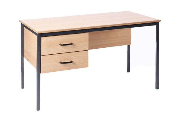 Compact table for teachers with storage shelves